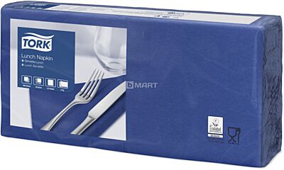 Tork Lunchservet 33X33cm 2-Lgs 1/4-V D.Blauw 200St